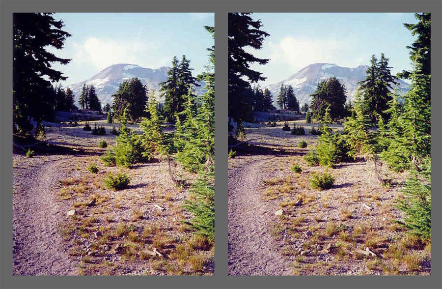 Stereo Photo - Approach to South Sister - Cross-eyed viewing method